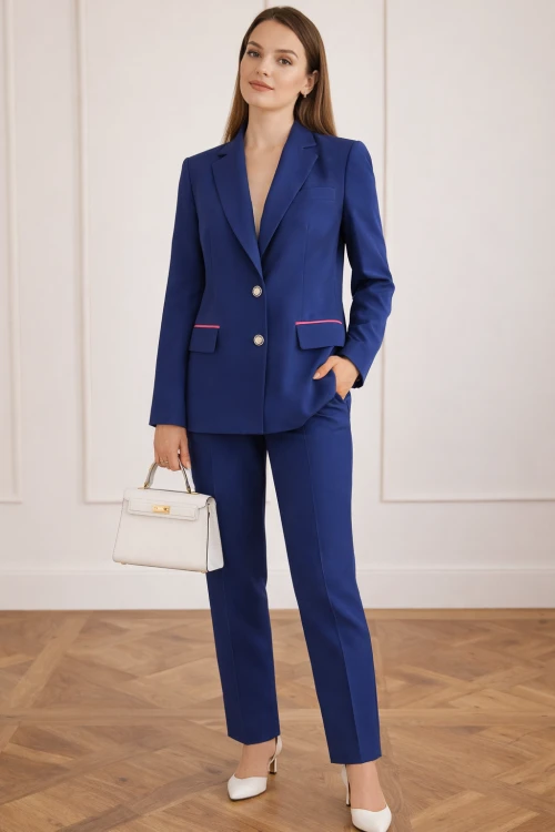 Elegancka kobieta w niebieskim garniturze.png